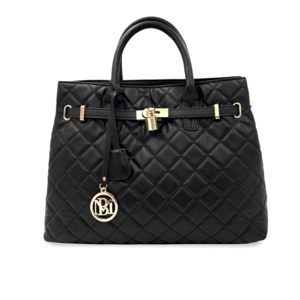 LOW START - Badgley Mischka Vegan Leather Diamond Quilted Tote Bag